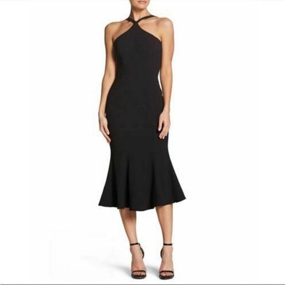 Dress The Population Black Tessa Mermaid Flare Slip Midi Dress